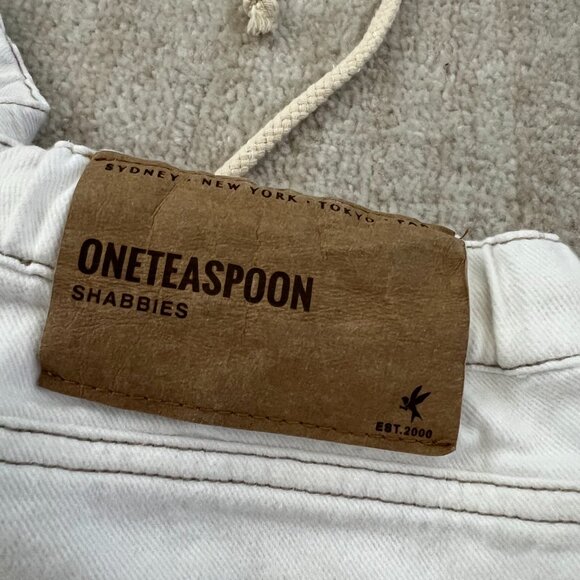 Revolve One Teaspoon Shabbies White Boyfriend Cropped Jeans S - Picture 9 of 10